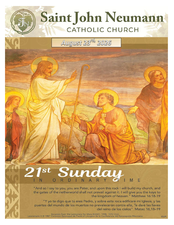 August 23, 2026 "21st Sunday In Ordinary Time"
